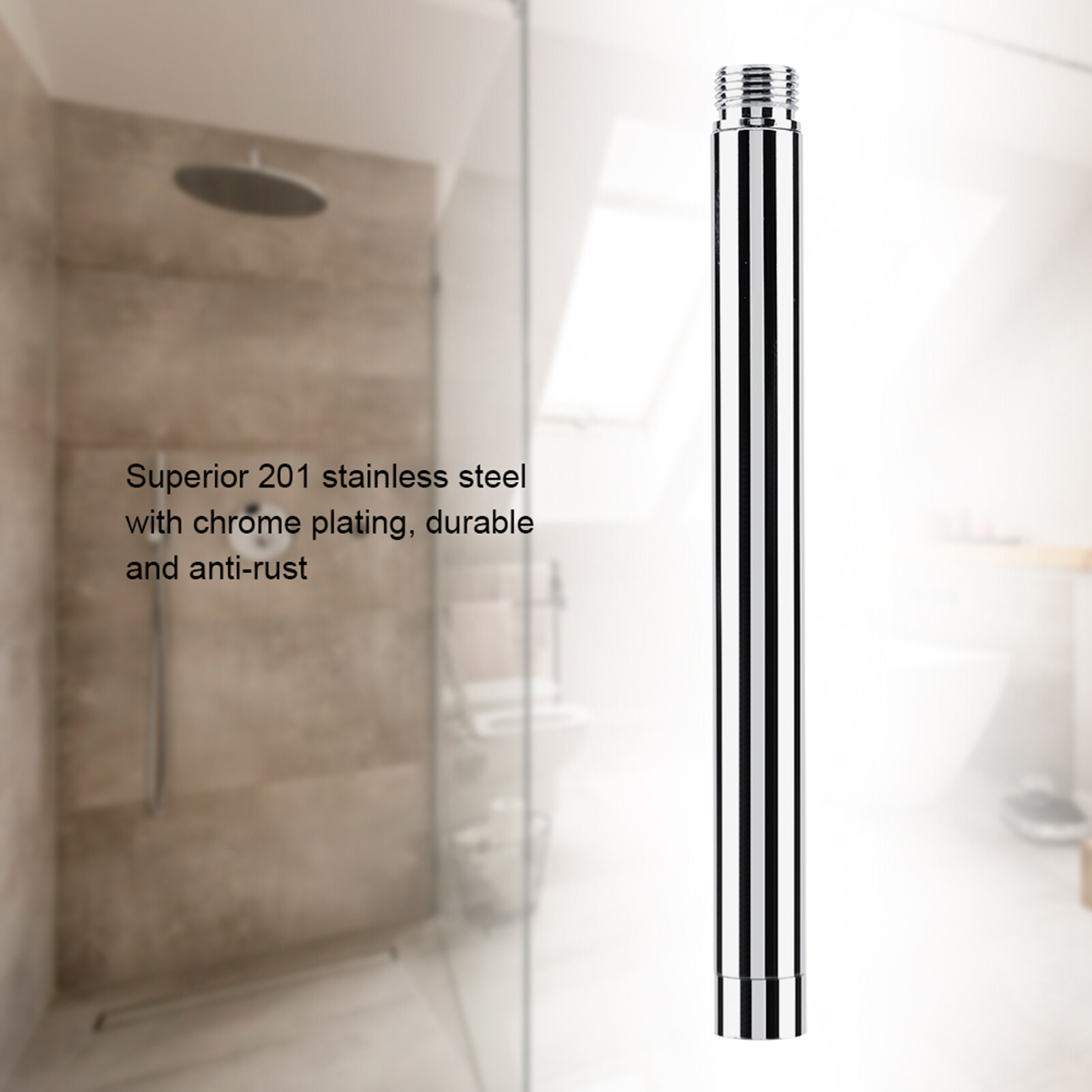 Round Shower Extension Tube, Stainless Steel Shower Extension Tube Extension Arm Extension Pipe Round Shower Pipe for Home for Bathroom