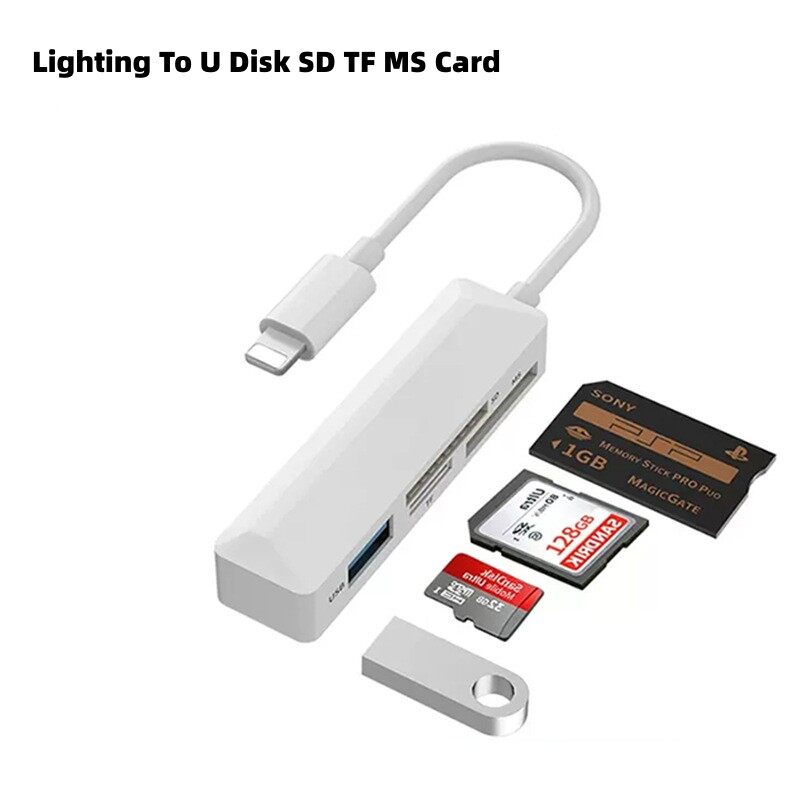 4 Trong 1 đầu đọc thẻ Chiếu Sáng/USB/Loại C Để MS SD thẻ TF U Đĩa Adapter Cho Sony thẻ nhớ Pro Duo Đầu đọc thẻ Cho iPhone Xiaomi Realme Máy Tính Xách Tay Chuyển Đổi