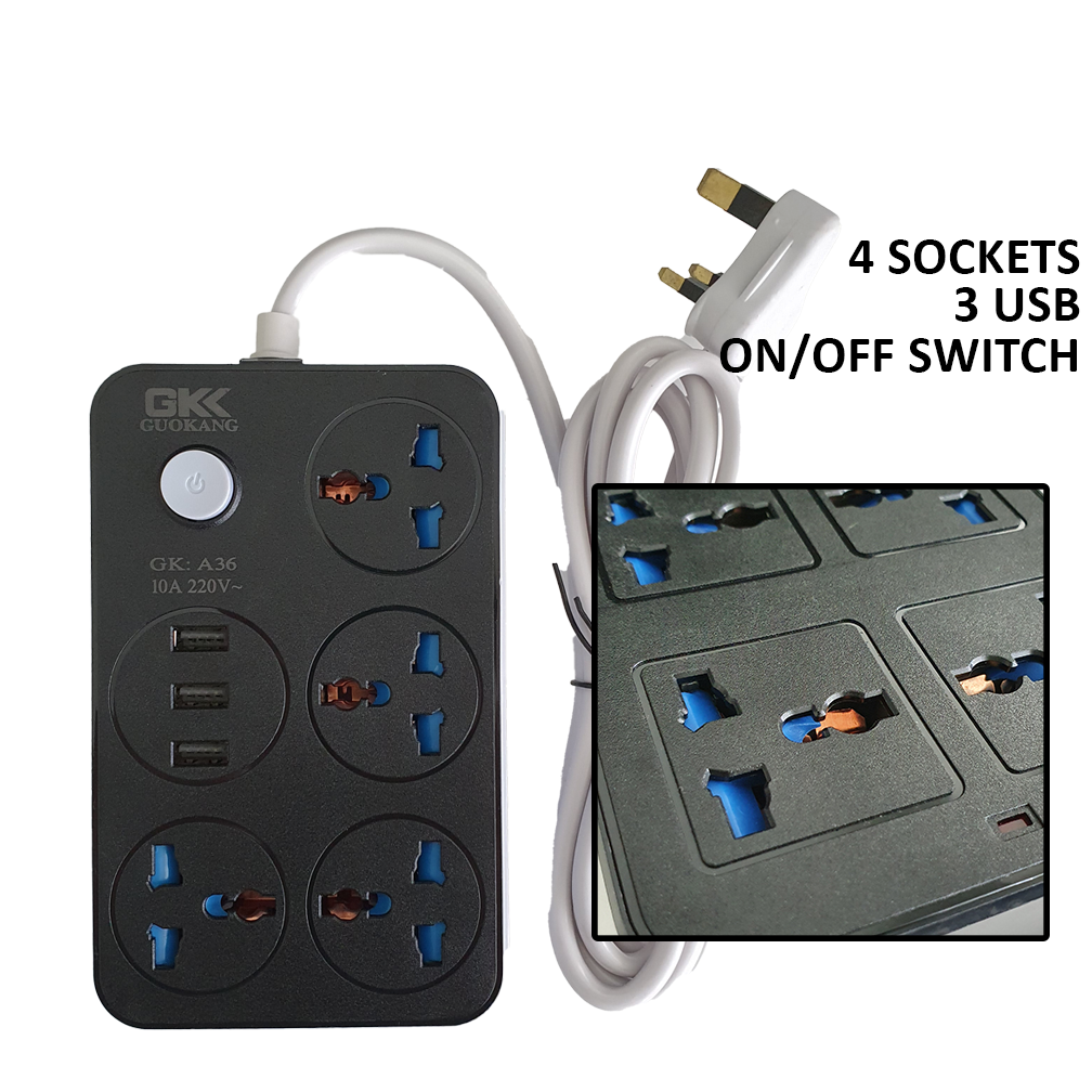2M TypeC Ports Universal Extension Multi Cord with Power Socket USB Slots 10A Elektrik Soket