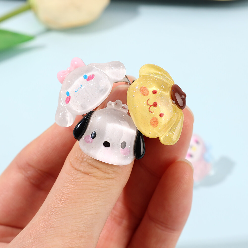 Nhẫn Đôi Nhẫn Đeo Tay Dòng Sanrio Flash Cinnamoroll Kuromi Anime Trong Suốt Dễ Thương Hở Điều Chỉnh Được Hoạt Hình Dễ Thương