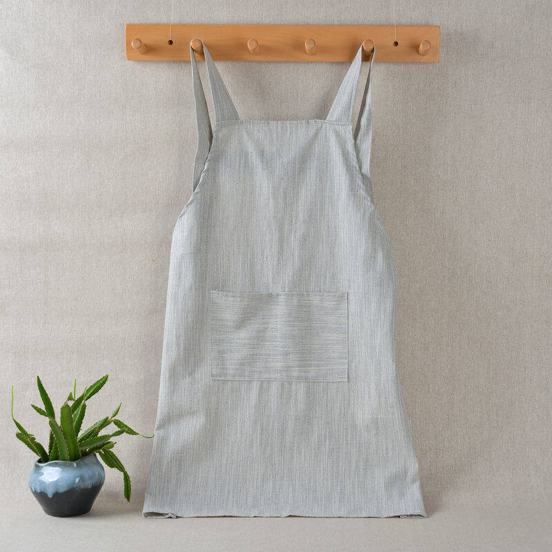 Apron literary fresh Japanese style plain simple halter neck cotton