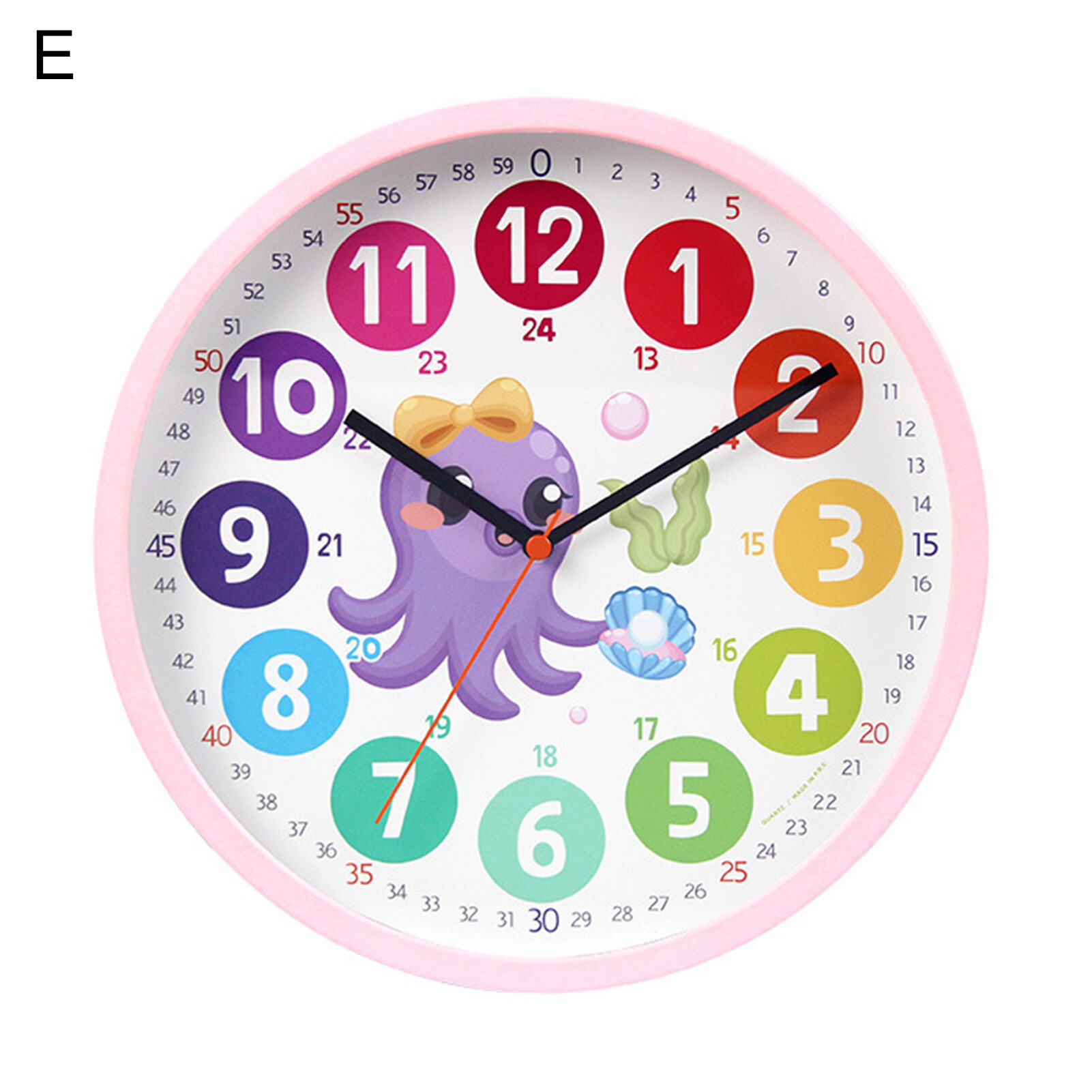 Licao Lighting Kids Wall Clock Cartoon Creative Early Education Learning Clock Multi-style Color Decoration Round Alarm Big Number Print Teaching Clock for Kids Excellent Kids Education