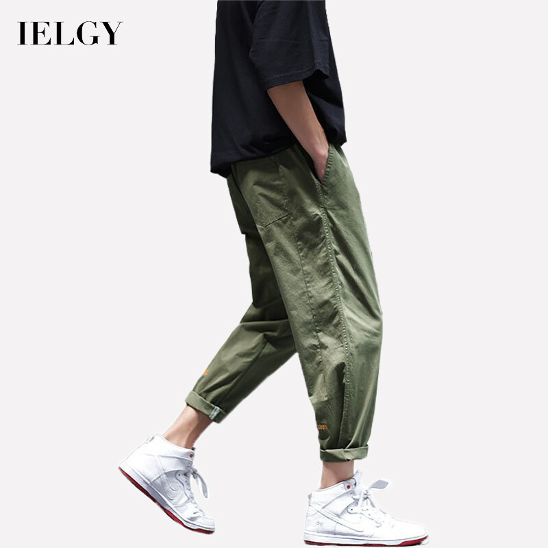 IELGY men's Korean version of the 9-point pants trend summer thin overalls men's trendy brand straight loose