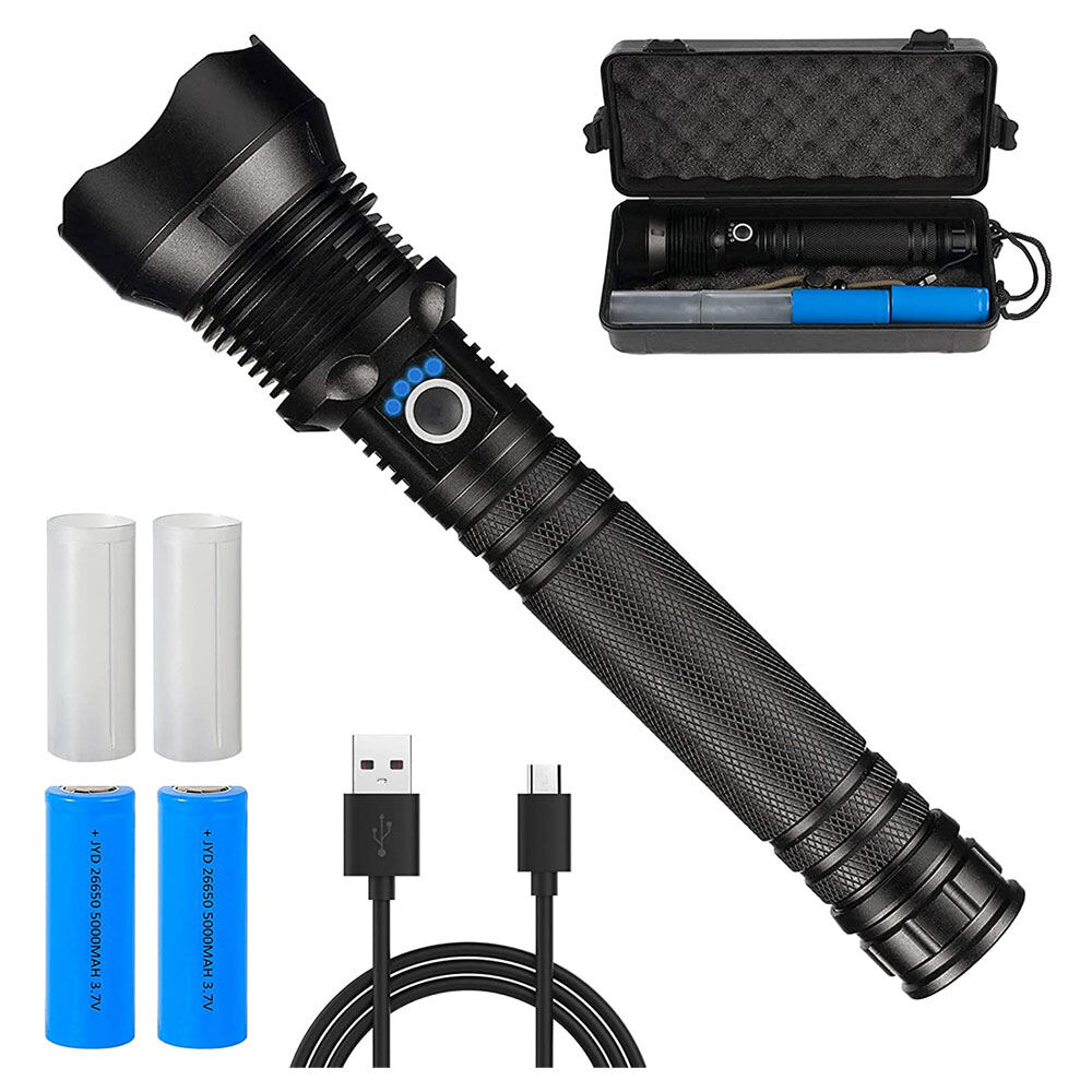 【With Battery】Original USB Powerful xhp70.2 Flashlight Torch Super Bright Lamp Re-chargeable Zoom LED Tactical Torch xhp70 26650 Battery