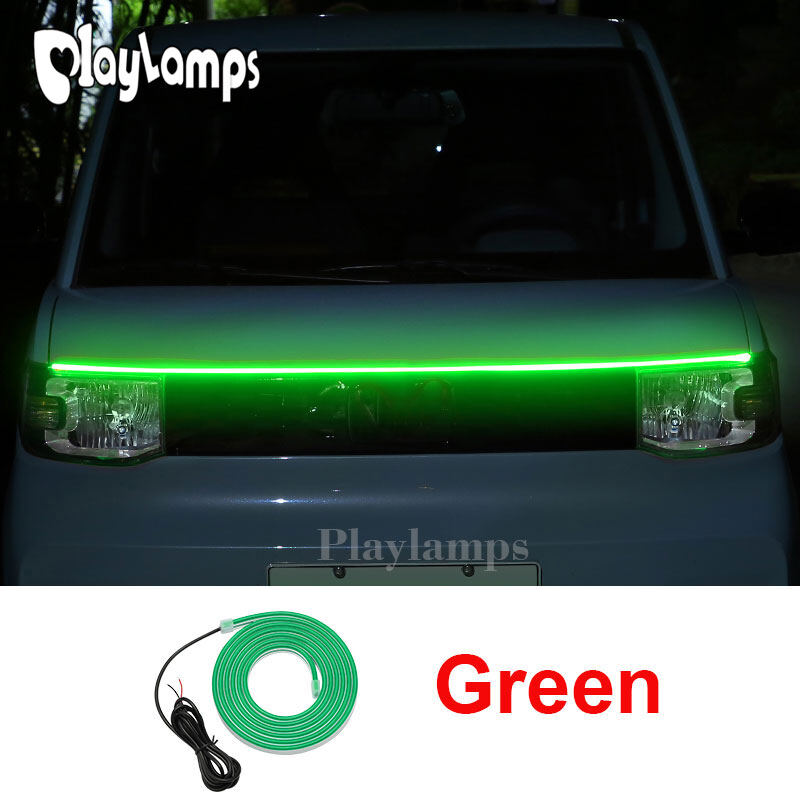 1pcs Car Hood LED Daytime Running Light Strip Waterproof Flexible Decoration Lamp Atmosphere Light Universal for 12V Vehicles