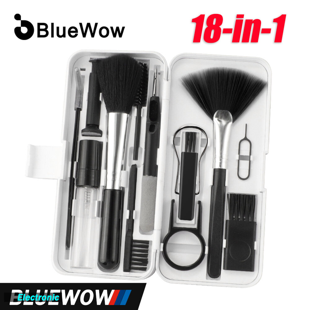 BlueWow 18 in1 Computer Keyboard Cleaner Brush Kit Earphone Cleaning Pen For Headset iPad Phone Cleaning Tools Cleaner Keycap Puller Kit