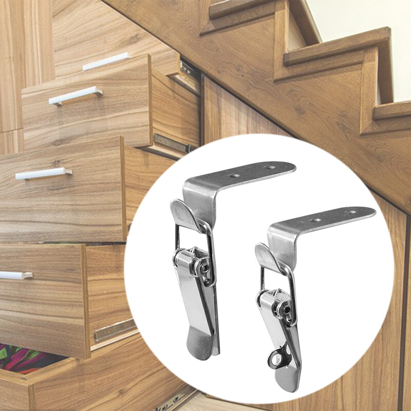 Chốt Khóa Mỏ Vịt Bằng Thép Không Gỉ 90 ° Chốt Khóa Lò Xo Móc Khóa Tủ Vali Bản Lề Phụ Kiện Phần Cứng Đồ Nội Thất