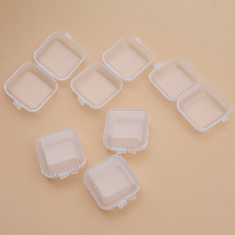[Buytra] 10pcs Small Box Square Transparent Plastic Box Jewelry Storage Case Container