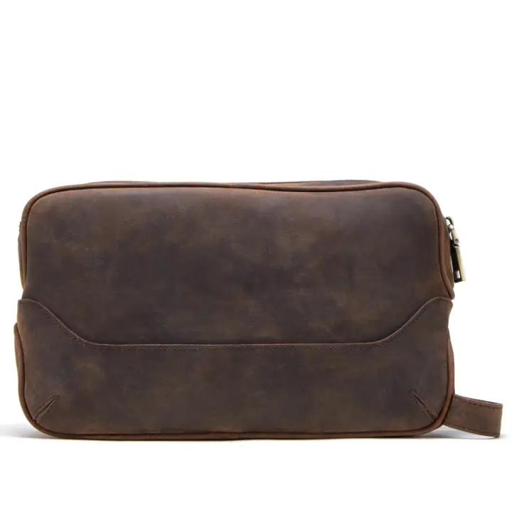genuine leather mens toiletry bag