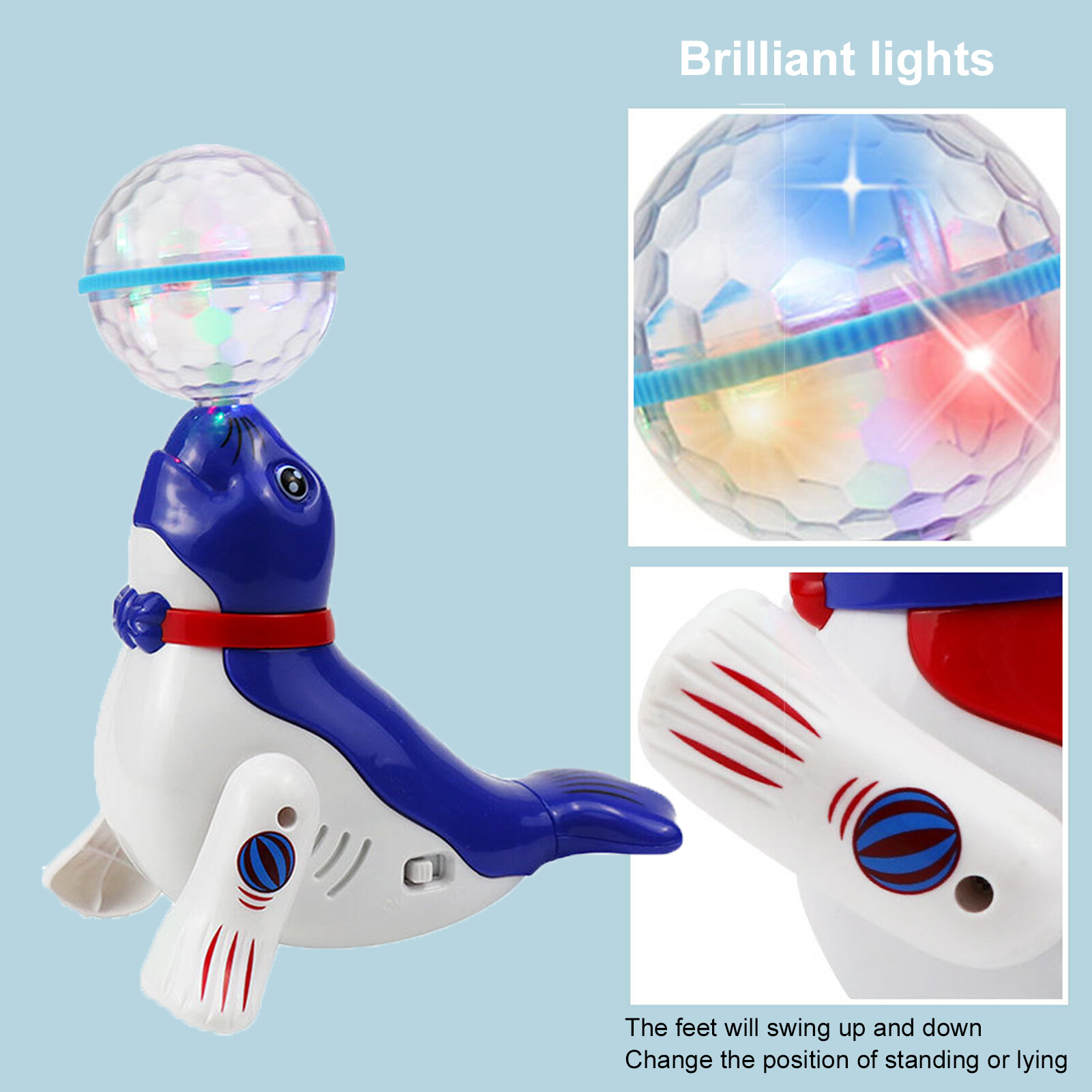 HZY Electric Music Lighting Sea Lion Toy Cognitive Ability Interactive Ability Intelligence Rotating Lights Dancing Sea Lions Electric Sea Lion Pets for Kids