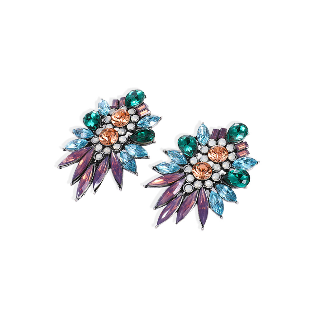 Phoenix B2C Women Fashion Exaggerated Faux Crystal Rhinestone Ear Stud Earrings Jewelry