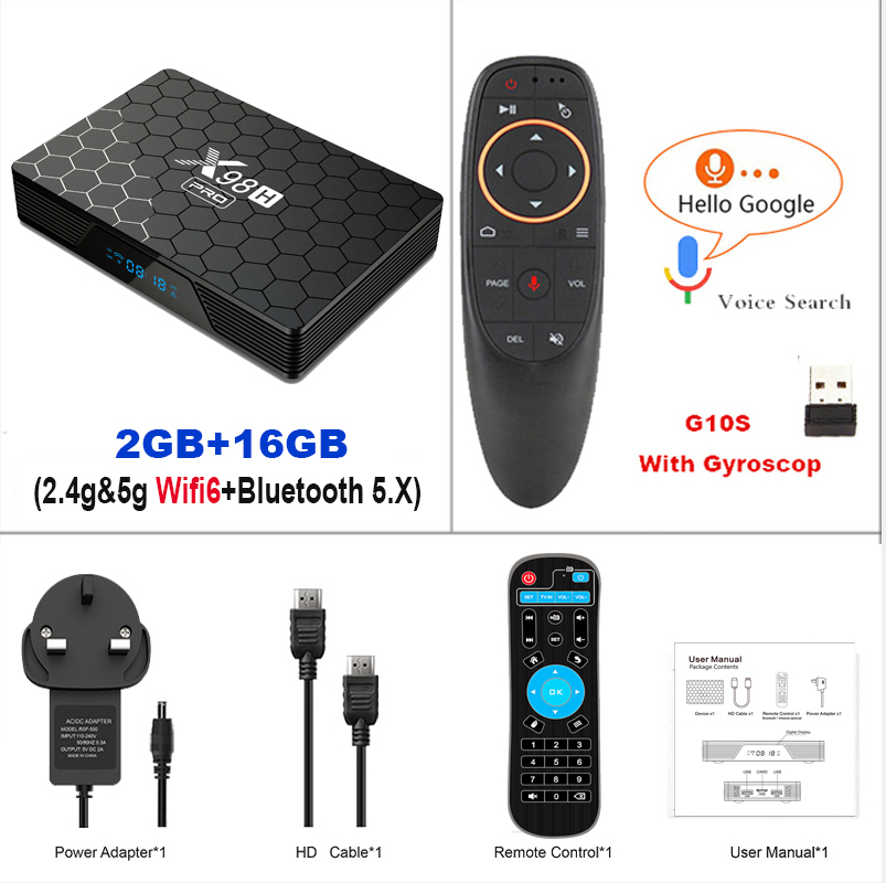 Android smart TV Box M9 Pro LED Quad Core 64-bit 4K Ultra HD für Streaming mit HDR10 Android11 & Google Assist - Schwarz