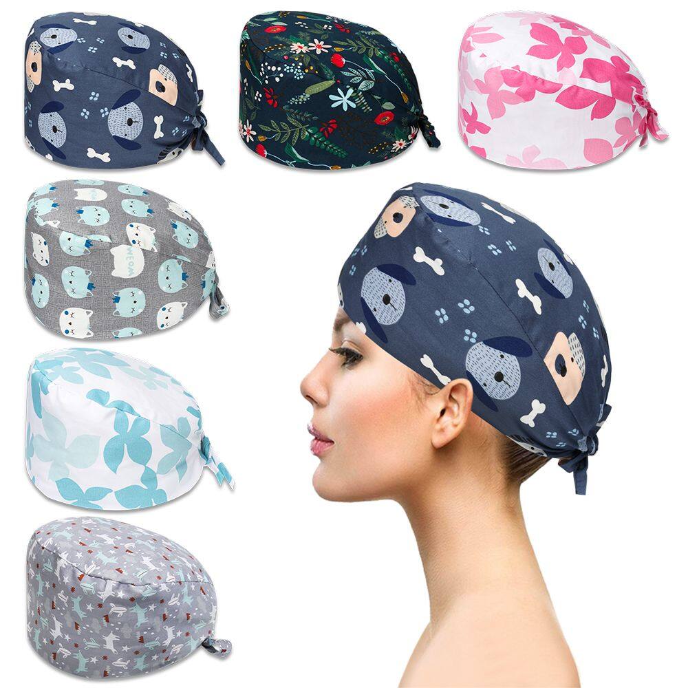 With Sweatband Cotton Floral Print Nurse Cap Bouffant Cap Scrub Hat Doctor Hat With Sweatband Cotton Floral Print Nurse Cap Bouffant Cap Scrub Hat Doctor Hat
