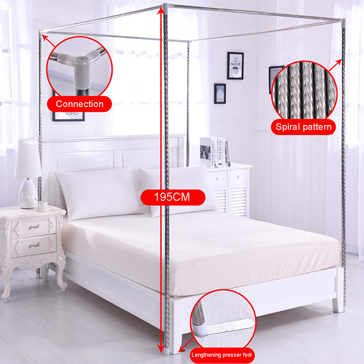 4 góc bài màn trùm giường màn chống muỗi Ting khung (không có màn chống muỗi)