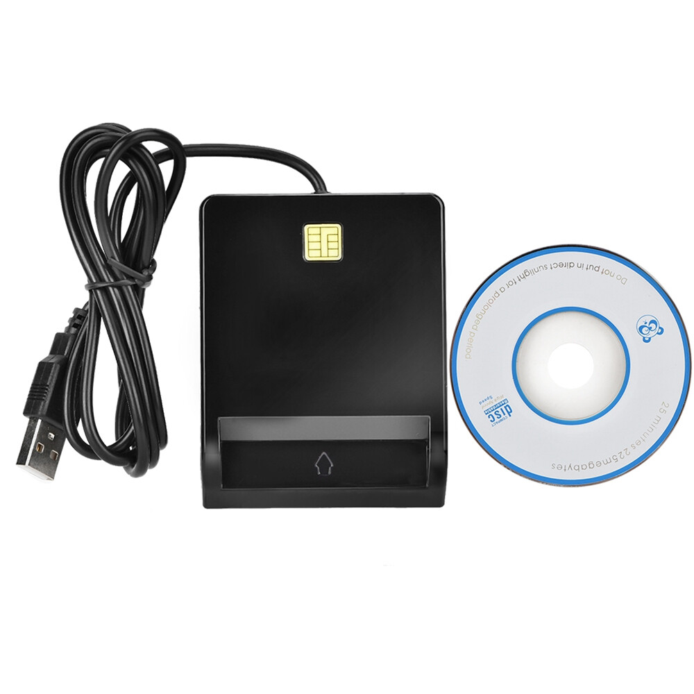 【New High Quality】Original SIM/ATM/IC/ID Bank Card Smart Card Reader USB Adapter Black Smart Card Reader ID Card Reader IC Card Reader SIM Card eader USB Card Reader Card Reader Bank Card Reader