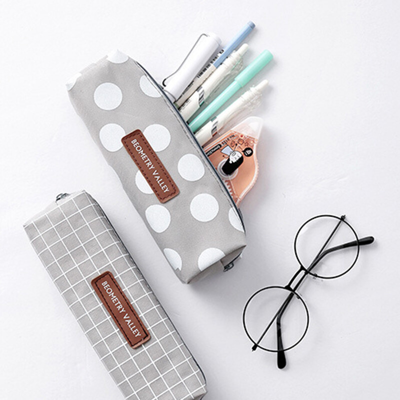 【ZNBY】Cute, Fresh, Canvas Pencil Case, Multifunctional Large-capacity Pencil Case for Elementary and Middle School Students, Stationery Box