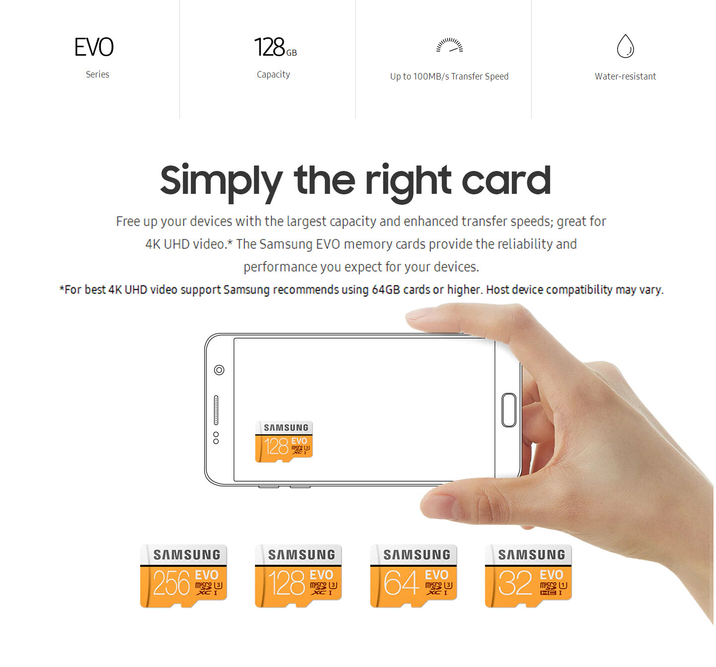 ♥COD + Thẻ Nhớ TF CF Class10 Chính Hãng 100% SAMSUNG U3 Micro SD 512GB/256GB/128GB C10
