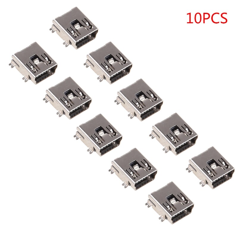 10 pcs mini usb type b 5 pin female socket connector for mobile phone charging
