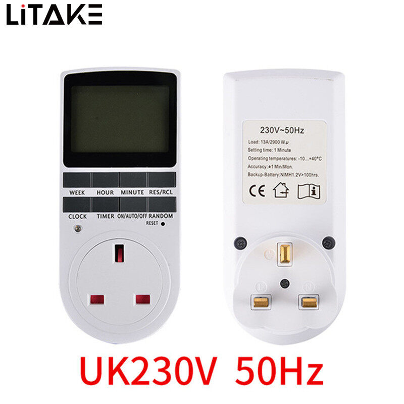LITAKE Electronic Digital Timer Switch EU US BR Plug Kitchen Timer Outlet 230V Programmable Timing Socket