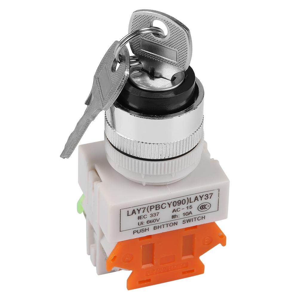 2 Position Key Operated Rotary Switch 2 Keys 22mm Mount LAY37-11Y/21