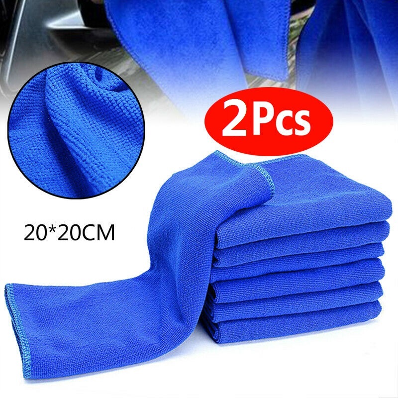 2Pcs Car Wash Cloth Thick Soft Microfiber Cleaning Towel Car Wash Dry Clean Polish Cloth Auto Care Microfiber Cleaning Towels Blue 20x20cm