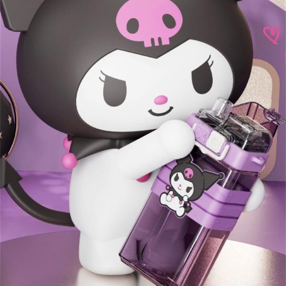 Cốc nước Sanrio hoạt hình có nắp bật lên Chai ống hút nhựa trẻ em hai bình đựng nước uống sáng tạo cốc vuông sinh viên cầm tay ngoài trời