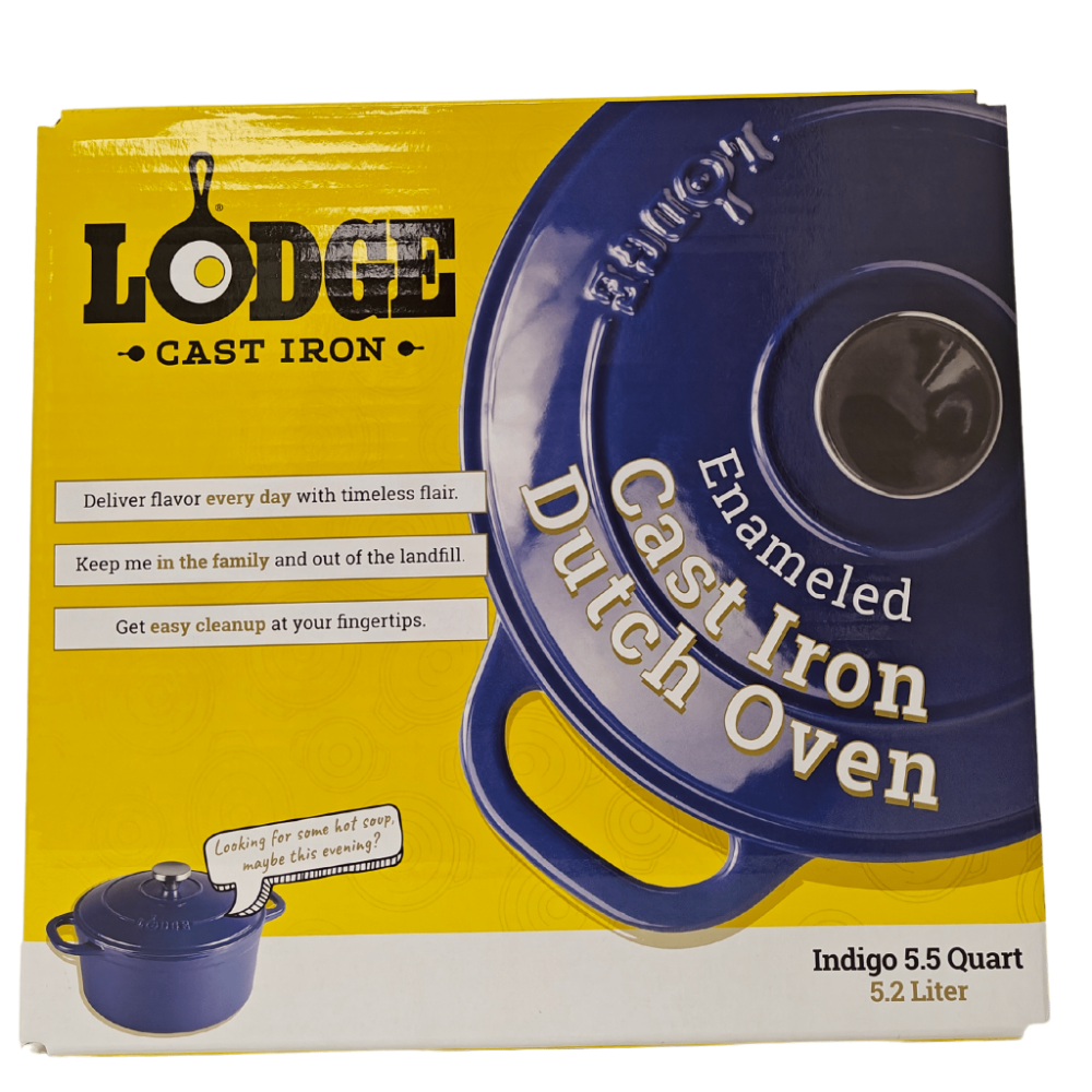 Lodge Cast Iron 5.5 Quart Enameled Dutch Oven, Indigo
