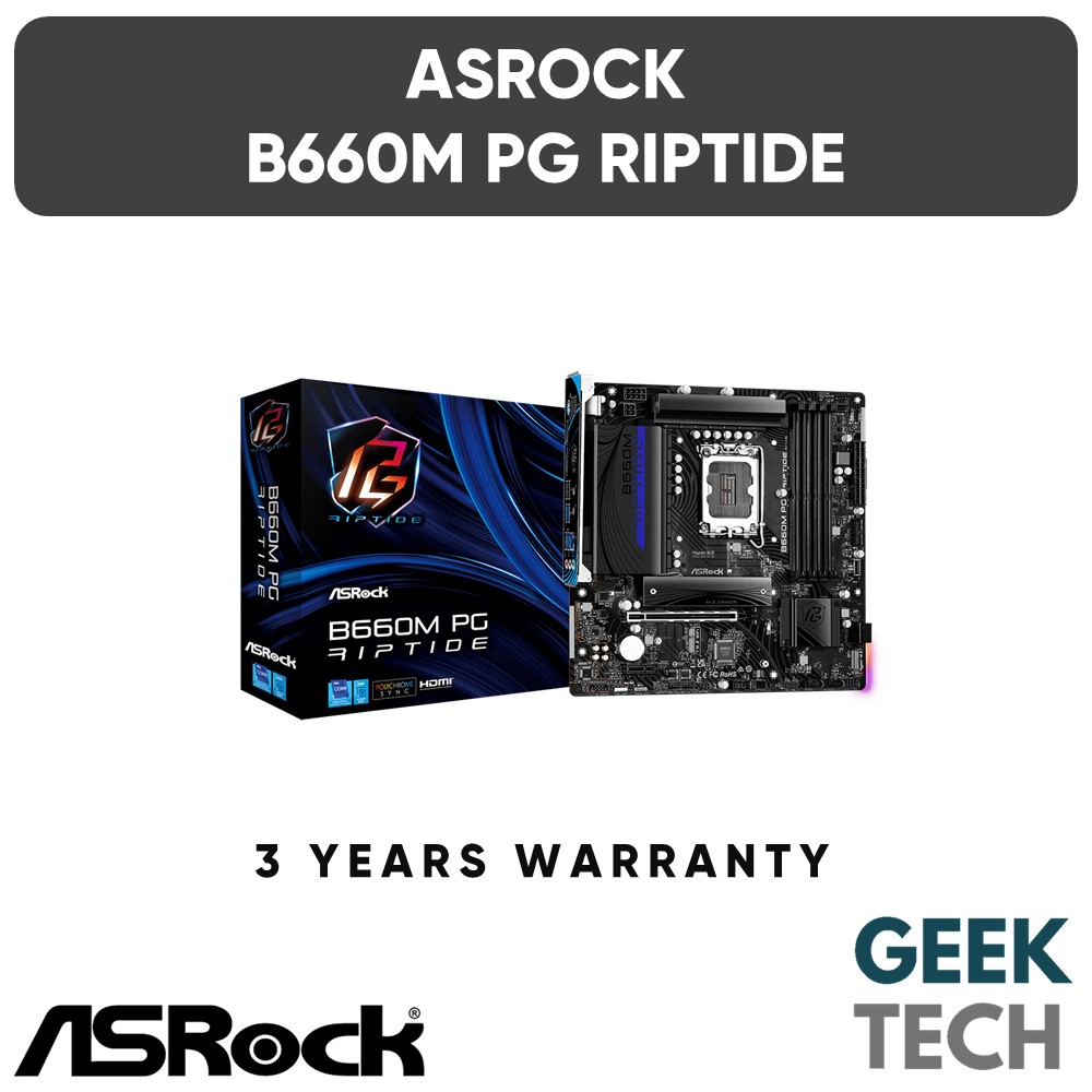 ASROCK B660M PG Riptide mATX Motherboard - Support 12th Gen Intel ...