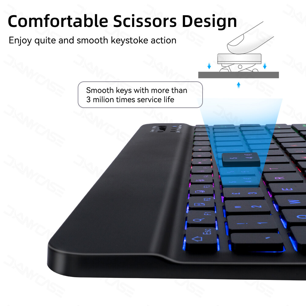 RGB Backlit Keyboard For Tablet iPad Phone PC Bluetooth-compatible Rechargeable 10inch Wireless Keyboard