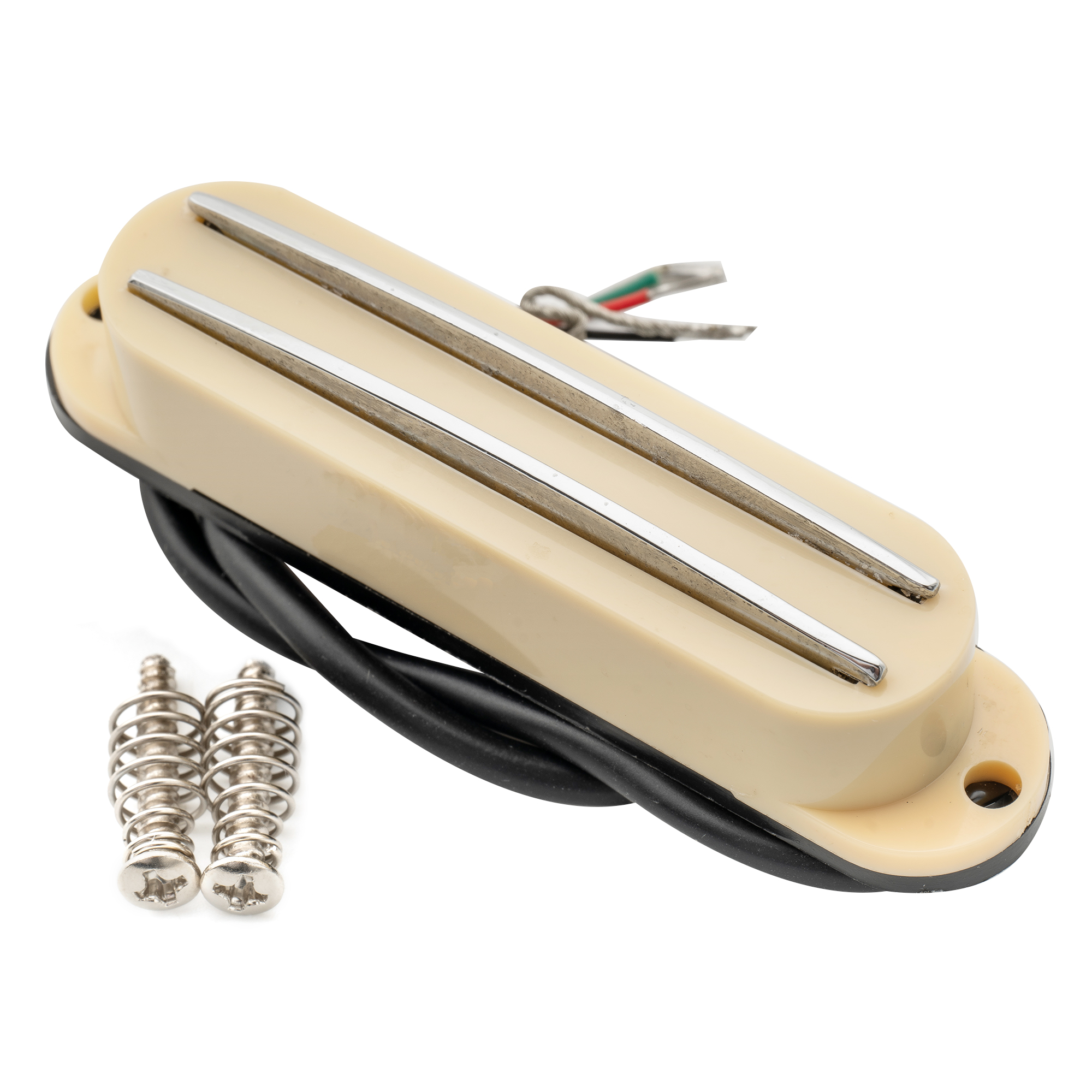 Micro Guitare Musiclily Pro ST-DPMC - Humbucker Format Simple Bobine, Aimant Céramique, 9.2K, Pour Guitare Strat, Couleur Crème/rail Chrome