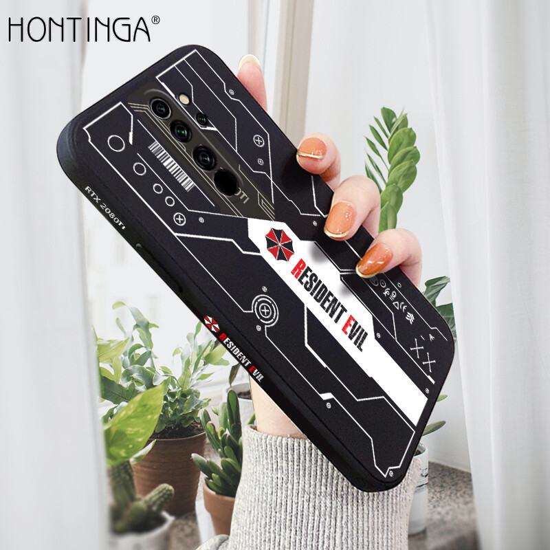 Hontinga Casing Case For Xiaomi Redmi Note 8 Pro Case Future Technology Phone Case Square Original Liquid Soft Silicone Rubber Case Full Cover Camera Protection Cases Back Phone Casing Softcase For Boys
