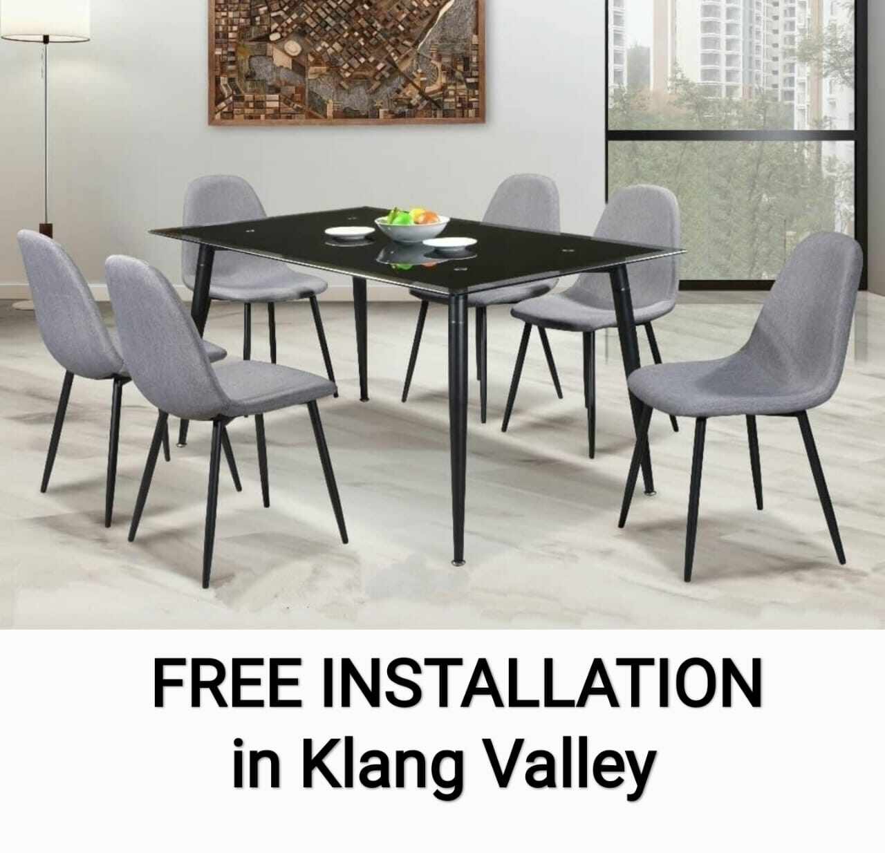 6 seater dining table set with glass discount top