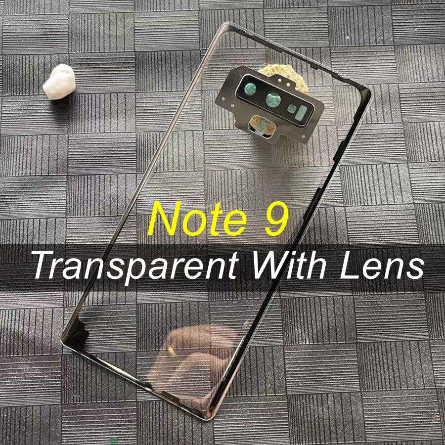 Transparent Clear Back Glass Cover For Suitable For Samsung Galaxy Note 10 9 8 Plus Battery Cover Rear Housing Door+Camera Lens Replacement