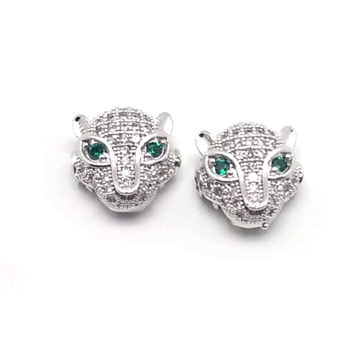 2pcs Fashion Vintage Leopard Head Cubic Zirconium Beads Pendant Spacer Charm Beads For DIY Bracelets Bangles Necklace Jewelry Making