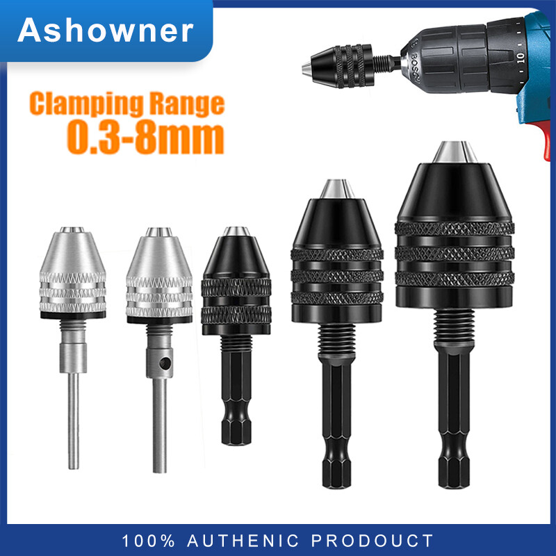 Mini Drill Chuck 0.3-8mm Keyless Screwdriver Impact Driver Adaptor Electric Micro Motor Clamp Chuck Fixture Hex Shank Drill Bits Adapter