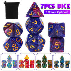 7 Cái/bộ Xúc Xắc Đa Diện Dành Cho Trò Chơi Trò Chơi Với Bàn Cờ Acrylic Polydrai Xúc Xắc Galaxy DICE Bộ Túi Đựng Miễn Phí