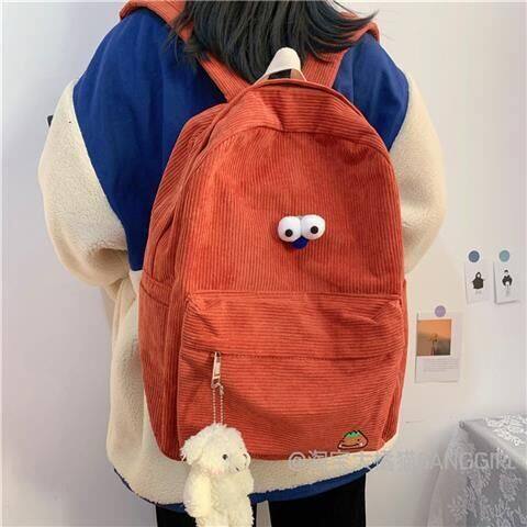 Ins School Bag Female Korean Backpack Corduroy Corduroy Backpack Mori Fashion Simple Student Bag