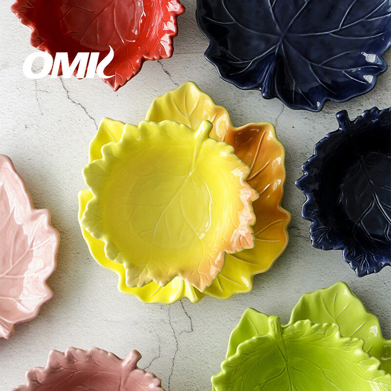 OMK Maple leaf shaped Ceramic plates and salad bowls