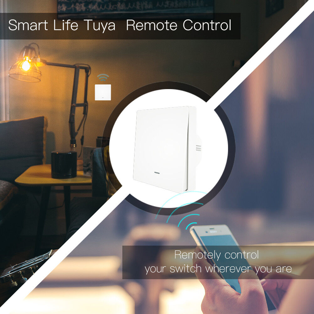 MOES WiFi Smart Push Button Switch 2-Way RF433 Wall Panel Transmitter Kit Smart life Tuya App Control Works with Alexa Home