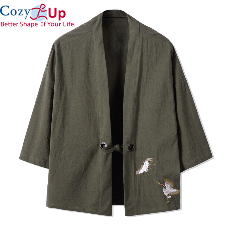 Cozy Up Đen Áo Khoác Jacket Mỏng Nam Nhật Bản Phong Cách Mỏng Kimono Áo