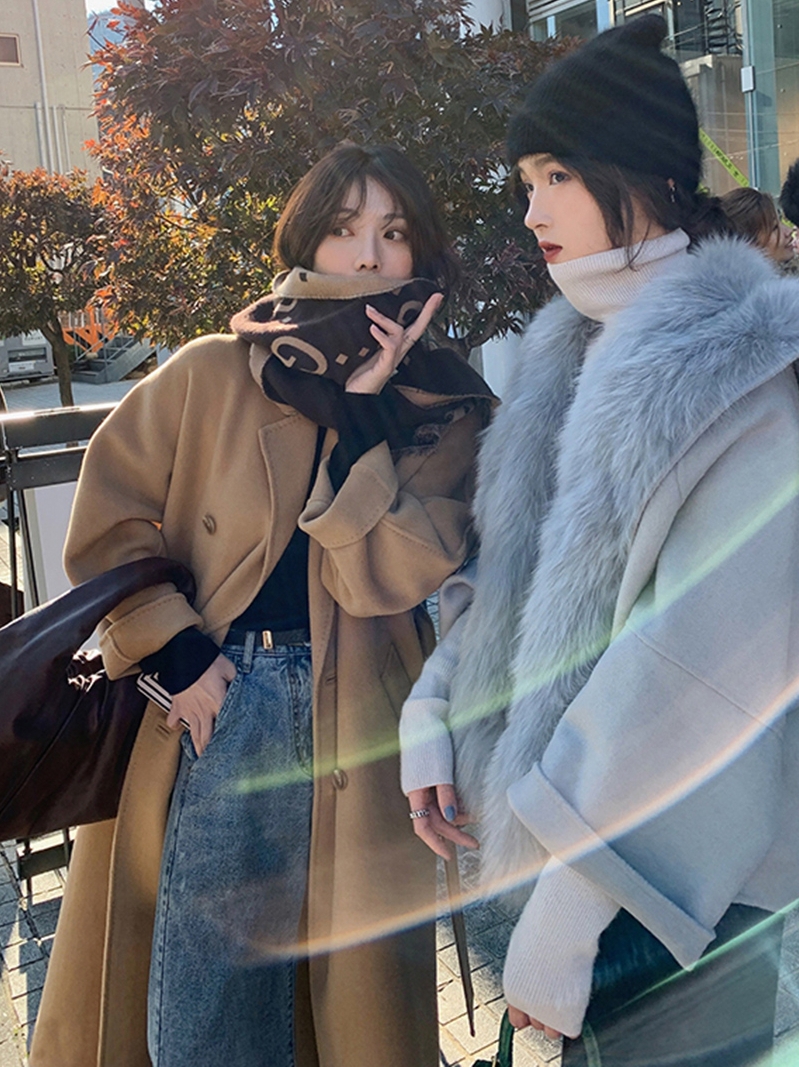 IEF Áo Khoác Len Nữ Dáng Dài Trung Bình 2024 Camel Hepburn