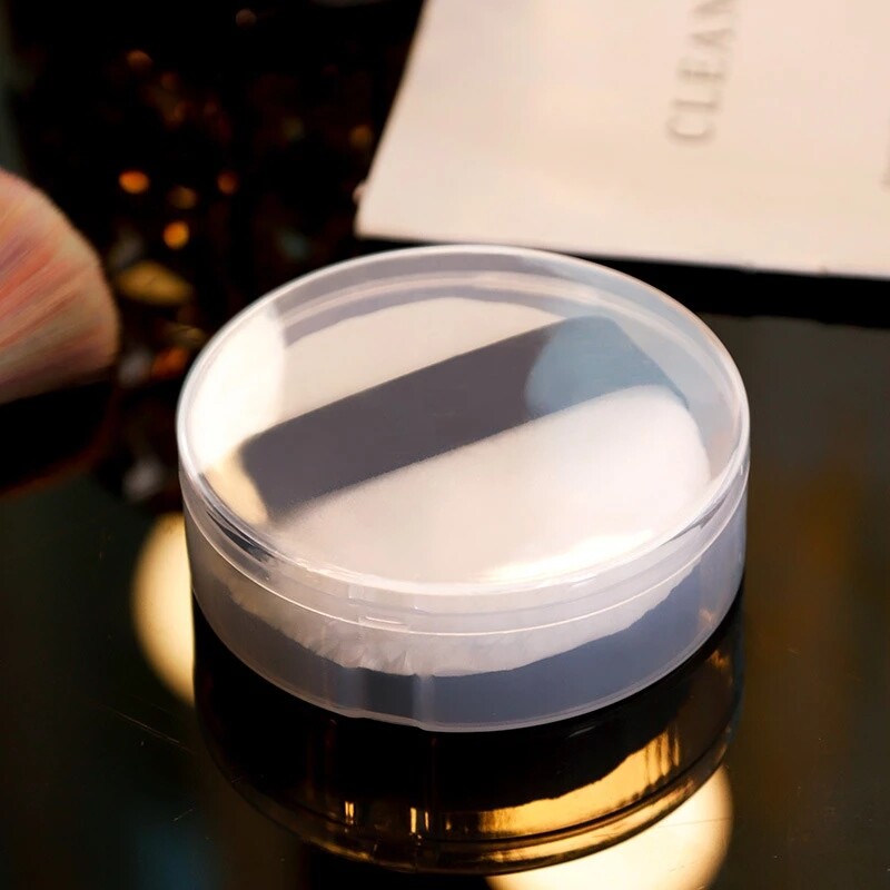 Dorisna Dust Puff Storage Box Transparent Round Plastic Box With Lid Plastic Empty Box