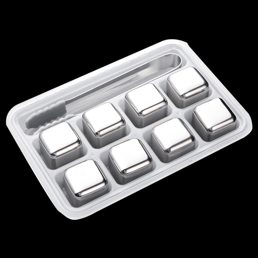 304 Stainless Steel Whiskey Cooler Quick Freezing Ice Cubes 9 Pieces Stainless Steel Ice Cube Set Package Included: 1set Stainless Steel Ice Cube