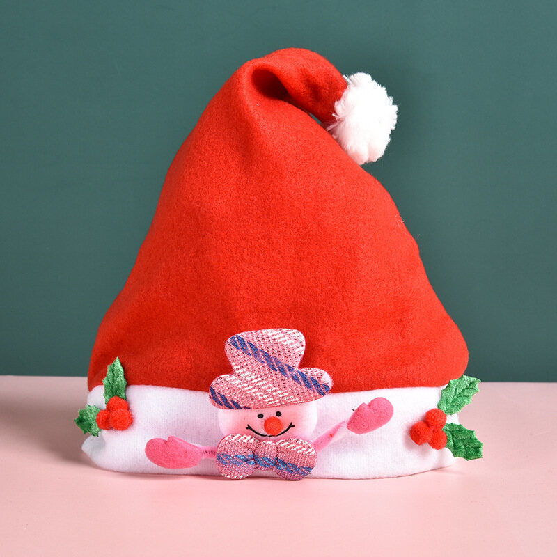 QFDI New Santa Claus hat printed Santa Hat children's mini Santa hat