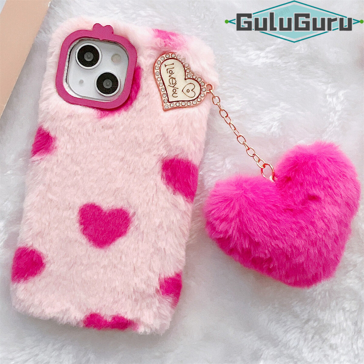 for Samsung A10 A10s A20 A20s A30 A30s A50 A50s A70 A70s Furry Case with Fur Heart Ball, Soft Warm Pretty Cute Back Case, Luxury Rhinestone + Girly Faux Fur Fluffy Shockproof Protective Cover Women Girls
