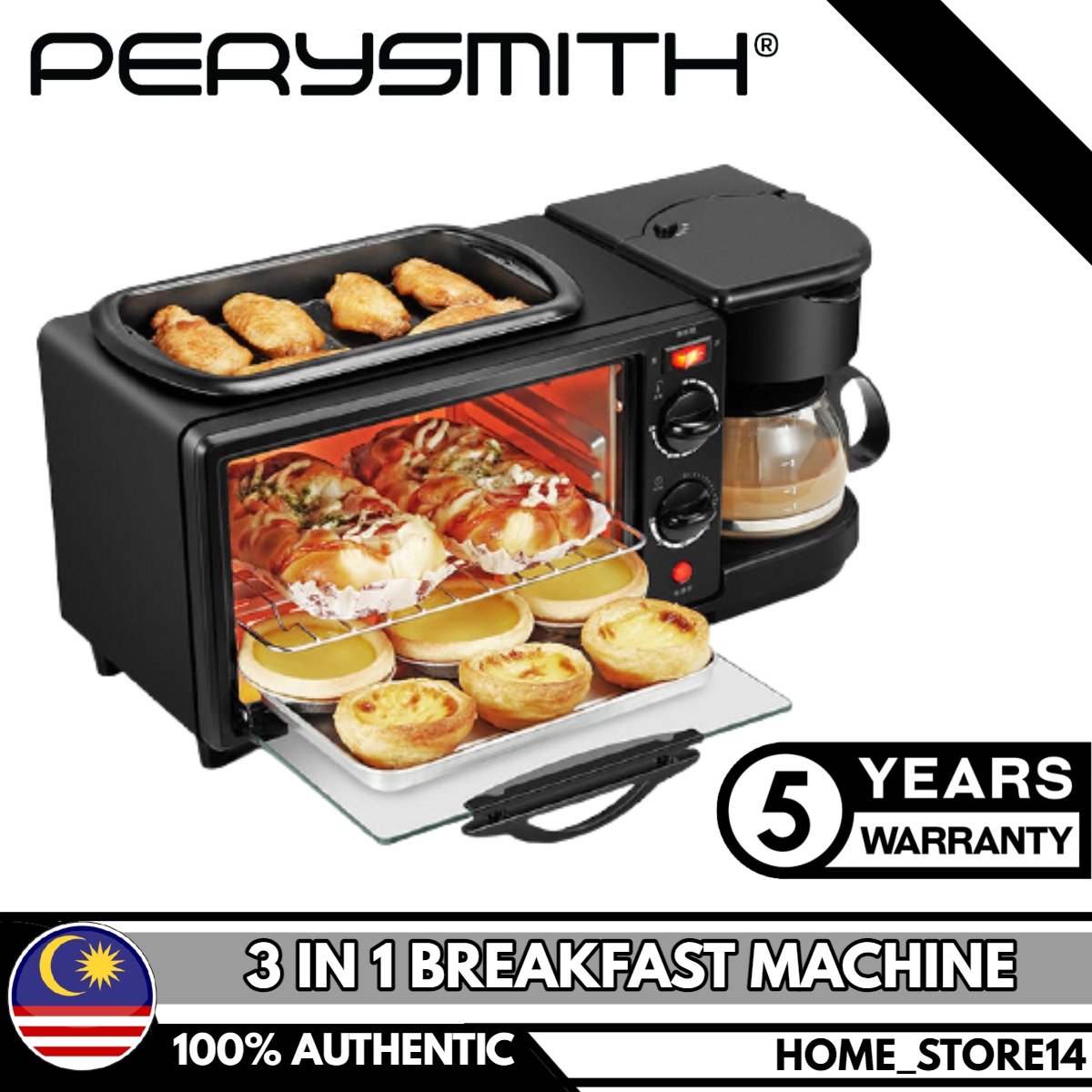Perysmith 3 In 1 Electric Breakfast 