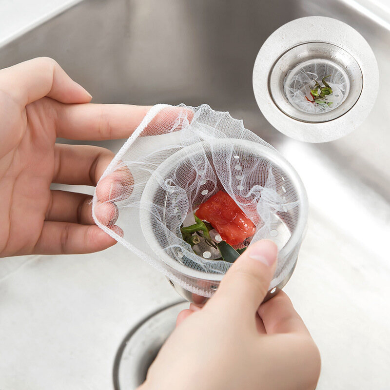100pcs/200pcs/500pcs Kitchen Sink Net Filter Sink Basket Bag Drain Strainer Filter Net Prevent Clogs 9cmx9cm