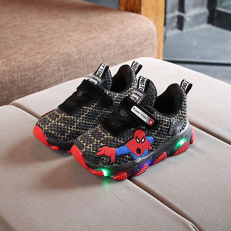 [Ready Stock] New Boys' Luminous Shoes Casual Sports Shoes Fashionable Middle and Small Children with LED Lights Toddler Shoes Luminous Baby Shoes Suitable for 8 Months To 6 Years Old