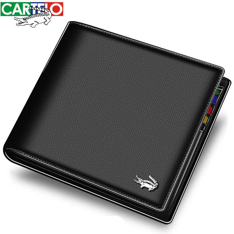 CARTELO Real Leather  Wallet Men's Fashion Business Dual-use Credit Card Holder Wallet RFID Block Wallet Men Portemonnee Men