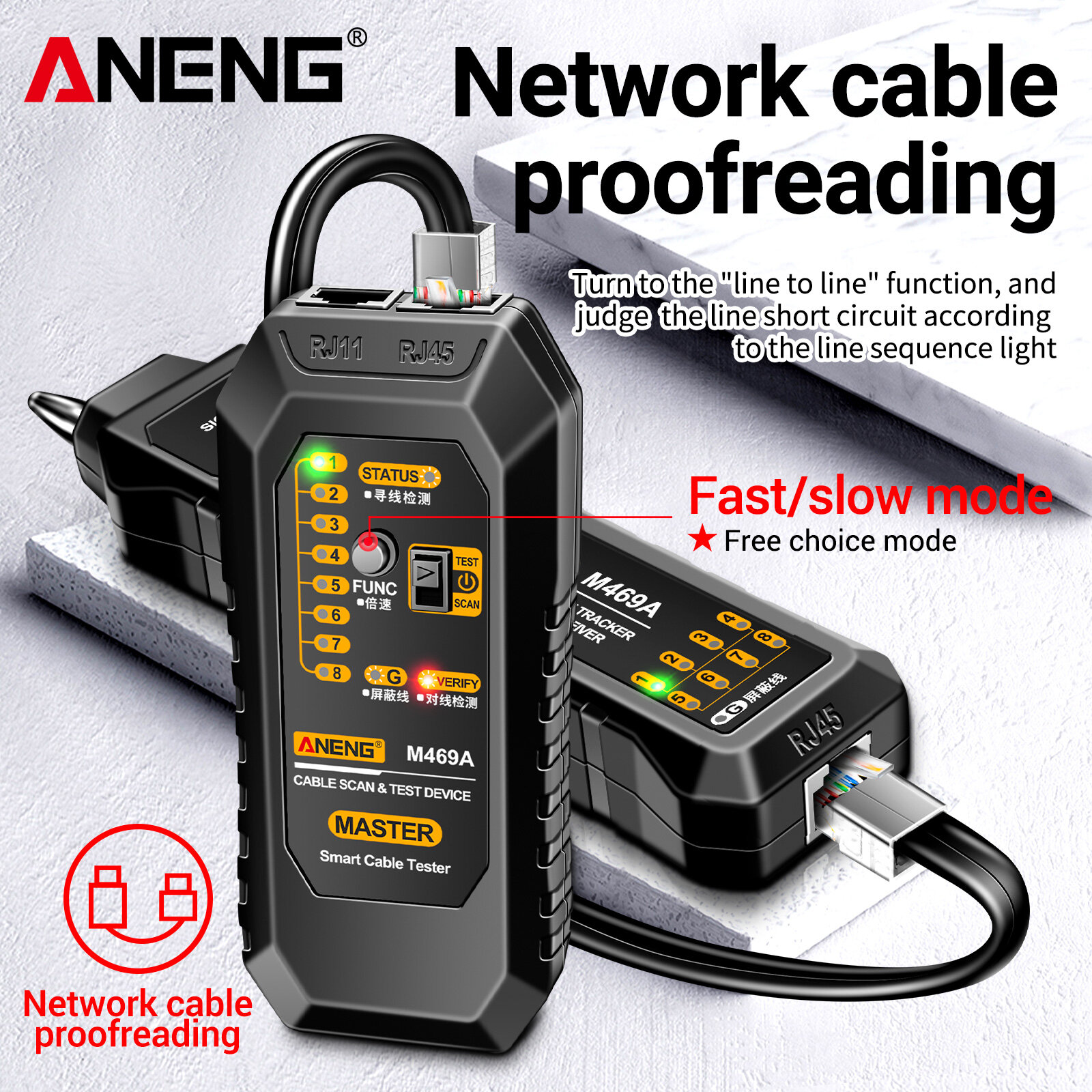 KKmoon aneng m469a công cụ tìm cáp mạng công cụ tìm cáp đa chức năng dụng cụ kiểm tra chống nhiễu Tìm điểm ngắt của dây mạng và kiểm tra đường dây